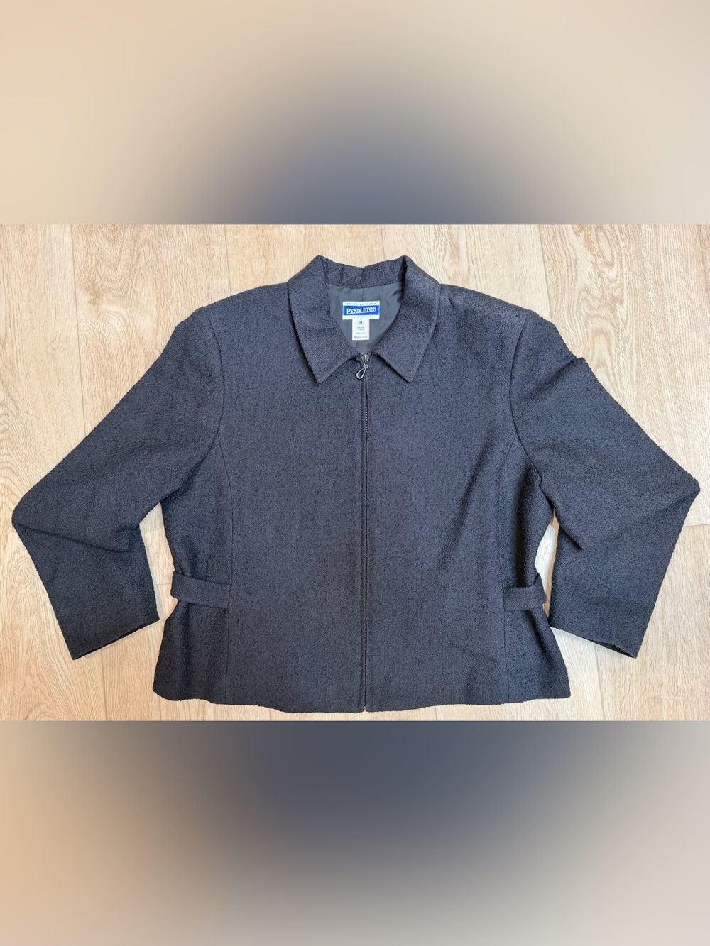 Pendleton Classic Womens Black Wool Blend Jacket Blazer Vintage Full Zip Sz 18